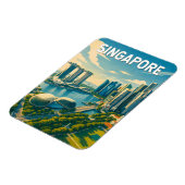 Singapur-Illustration Reise Kunst Vintage Magnet (Linke Seite)