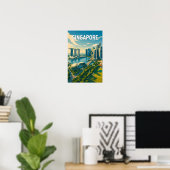 Singapur-Illustration Reise Kunst Vintage Poster (Heimbüro)