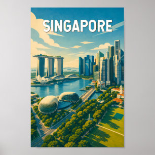 Singapur-Illustration Reise Kunst Vintage Poster