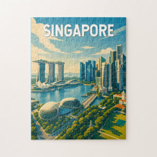 Singapur-Illustration Reise Kunst Vintage Puzzle