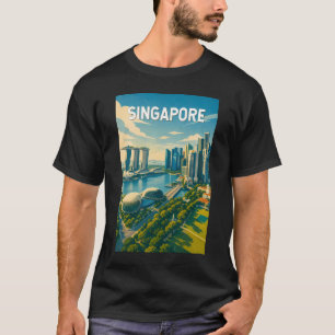 Singapur-Illustration Reise Kunst Vintage T-Shirt