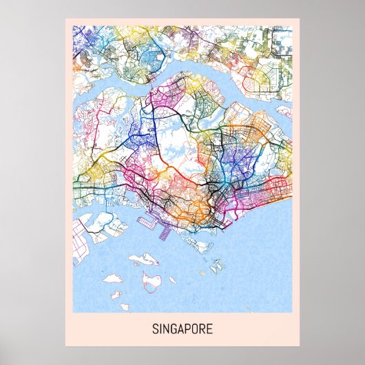 Singapur-Karte Poster (Vorne)