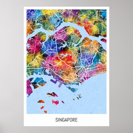Singapur-Karte Poster (Vorne)
