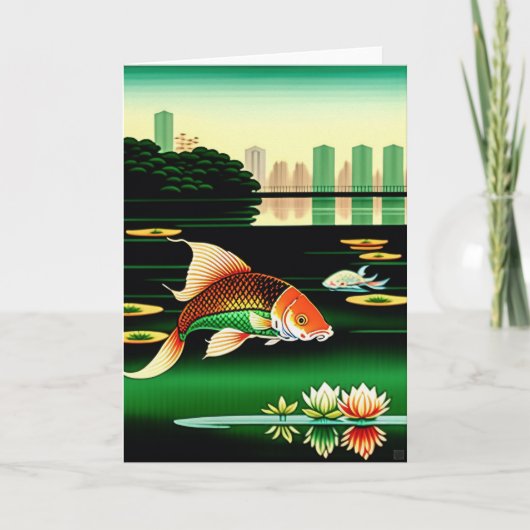 Singapur Koi Pond Card Feiertagskarte (Vorderseite)