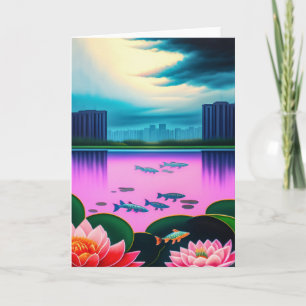 Singapur Koi Pond Card Feiertagskarte