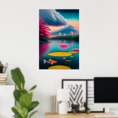 Singapur Koi Pool - Leinwand Art Print Poster (Heimbüro)