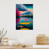 Singapur Koi Pool - Leinwand Art Print Poster (Küche)