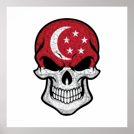 Singapur Lächeln der Schädelflagge Poster (Vorne)