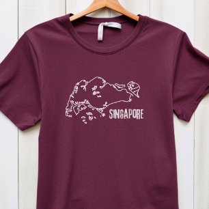 Singapur Länderkarte Singapur Grenzlinie Land T-Shirt