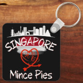 Singapur Lieben Mince Pies Cityscape Schlüsselanhänger (Rückseite)