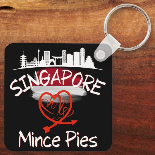 Singapur Lieben Mince Pies Cityscape Schlüsselanhänger (Rückseite)