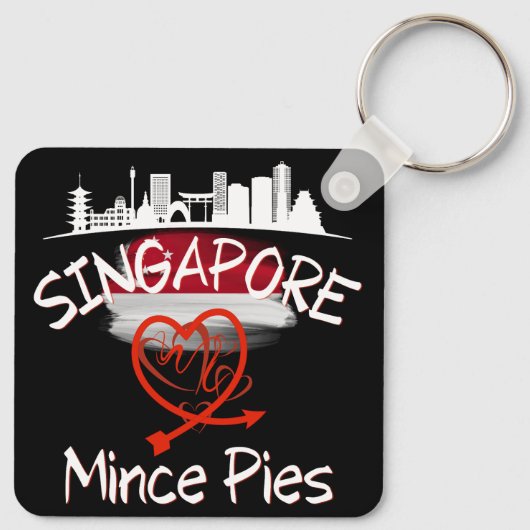 Singapur Lieben Mince Pies Cityscape Schlüsselanhänger (Rückseite)