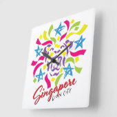 Singapur Lion City Celebration Clock Quadratische Wanduhr (Winkel)