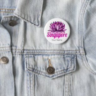 Singapur Lotus Flag Vintag Holiday Souvenir Button