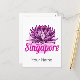 Singapur-Lotus-Flagge Vintage-Urlaubs-Souvenir Feiertagspostkarte