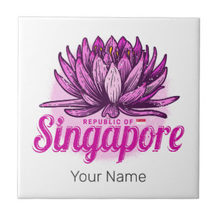 Singapur Lotusflagge Vintage-Souvenir für den Urla Fliese