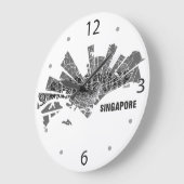Singapur Map Clock Große Wanduhr (Winkel)