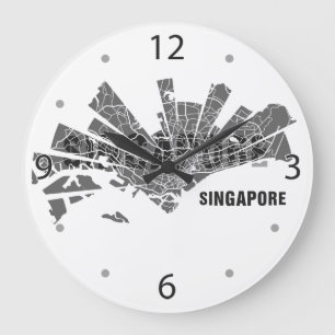 Singapur Map Clock Große Wanduhr