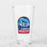 Singapur Marina Bay Night Travel Art Vintag