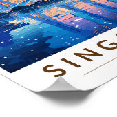 Singapur Marina Bay Night Travel Art Vintag Poster (Ecke)