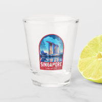 Singapur Marina Bay Night Travel Art Vintag