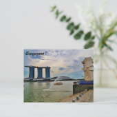 Singapur: Merlion und Marina Bay Sands Hotel Postkarte (Stehend Vorderseite)