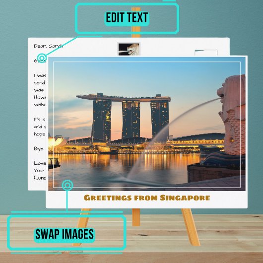 Singapur mit City & Marina Bay Sands Modern Postkarte