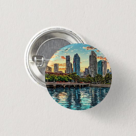 Singapur Modern City Button (Vorne & Hinten)