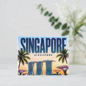 🌇 Singapur Moderne Skyline Stadt Stil 🌇 Postkarte (Stehend Vorderseite)