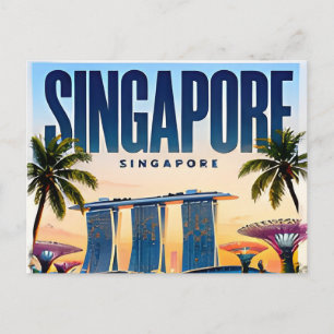 🌇 Singapur Moderne Skyline Stadt Stil 🌇 Postkarte