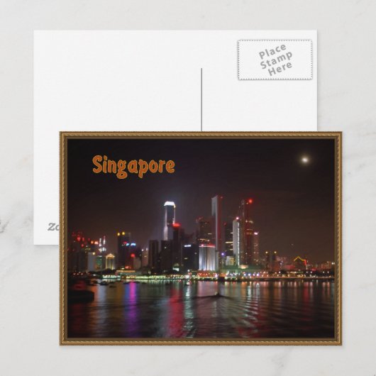 Singapur-Nacht Postkarte (Vorne/Hinten)