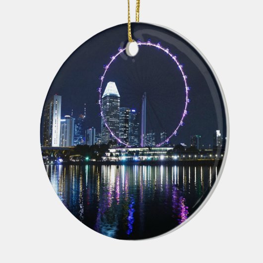 Singapur-NachtSkyline Keramik Ornament (Links)