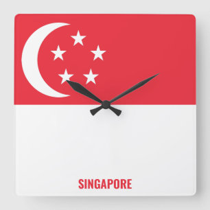 Singapur National Flag Patriotic Quadratische Wanduhr