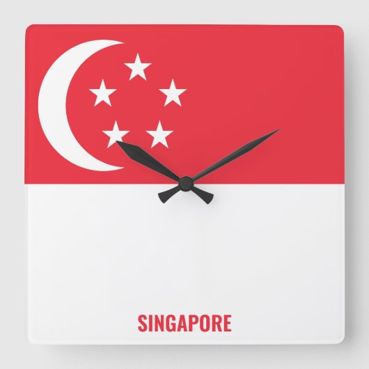 Singapur National Flag Patriotic Quadratische Wanduhr (Vorderseite)