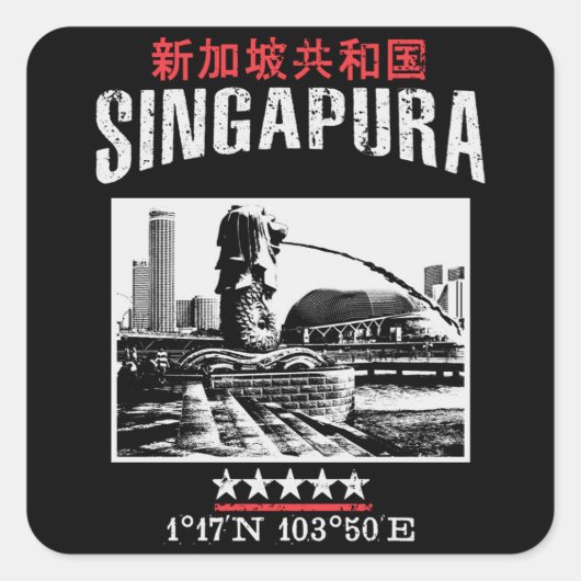 Singapur Quadratischer Aufkleber (Vorderseite)