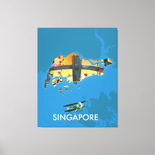 Singapur-Reisekarte Leinwanddruck