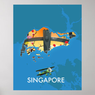 Singapur-Reisekarte Poster