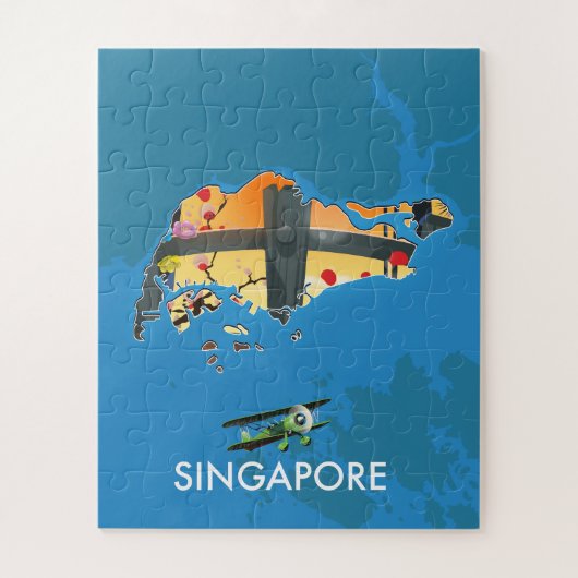 Singapur-Reisekarte Puzzle (Vertikal)