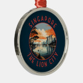 Singapur Retro Distressed Circle Ornament Aus Metall (Rechts)