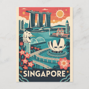 Singapur Retro-Reiseplakat Vintage-Kunst Feiertagspostkarte