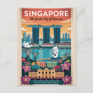 Singapur Retro-Reiseposter Vintage-Kunst Postkarte