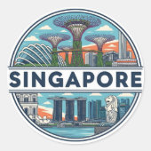 Singapur Runder Aufkleber (Vorderseite)