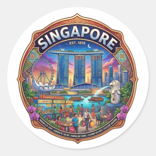 SINGAPUR RUNDER AUFKLEBER (Vorderseite)
