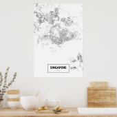 Singapur (schwarz auf weiß) poster (Küche)