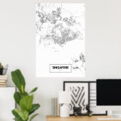 Singapur (schwarz auf weiß) poster (Heimbüro)