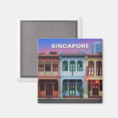 Singapur Shophouses Travel Magnet (Vorderseite/Rückseite)
