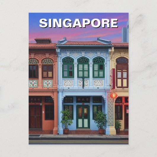 Singapur Shophouses Travel Postkarte (Vorderseite)