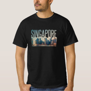 Singapur Simplistic Travel Kontur T-Shirt