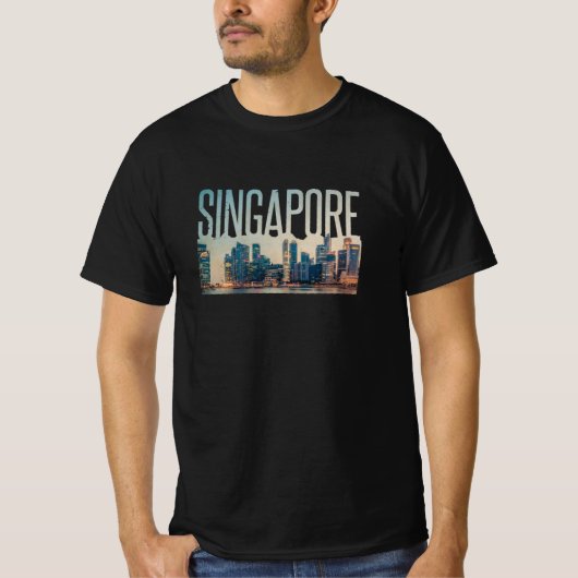 Singapur Simplistic Travel Kontur T-Shirt (Vorderseite)