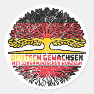 Singapur Singapurisch Deutsch Deutschland Baum Runder Aufkleber